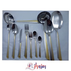 سرویس قاشق و چنگال 24 نفره 120 پارچه یونیک مدل ناخنی نیمه طلایی